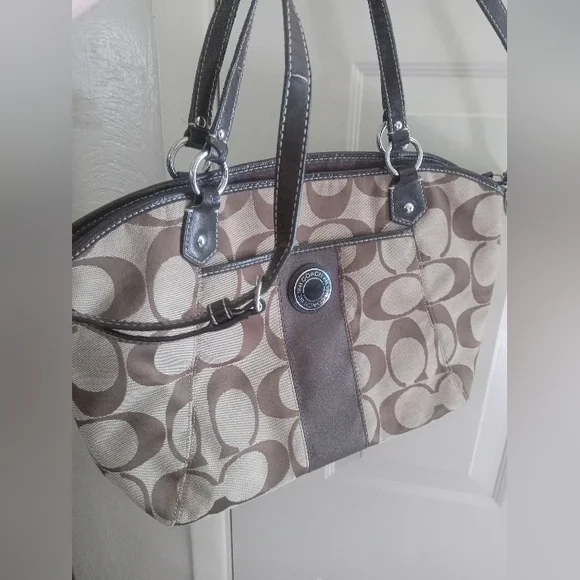 Coach Brown and Tan Signature Tote Bag - Picture 2 of 12